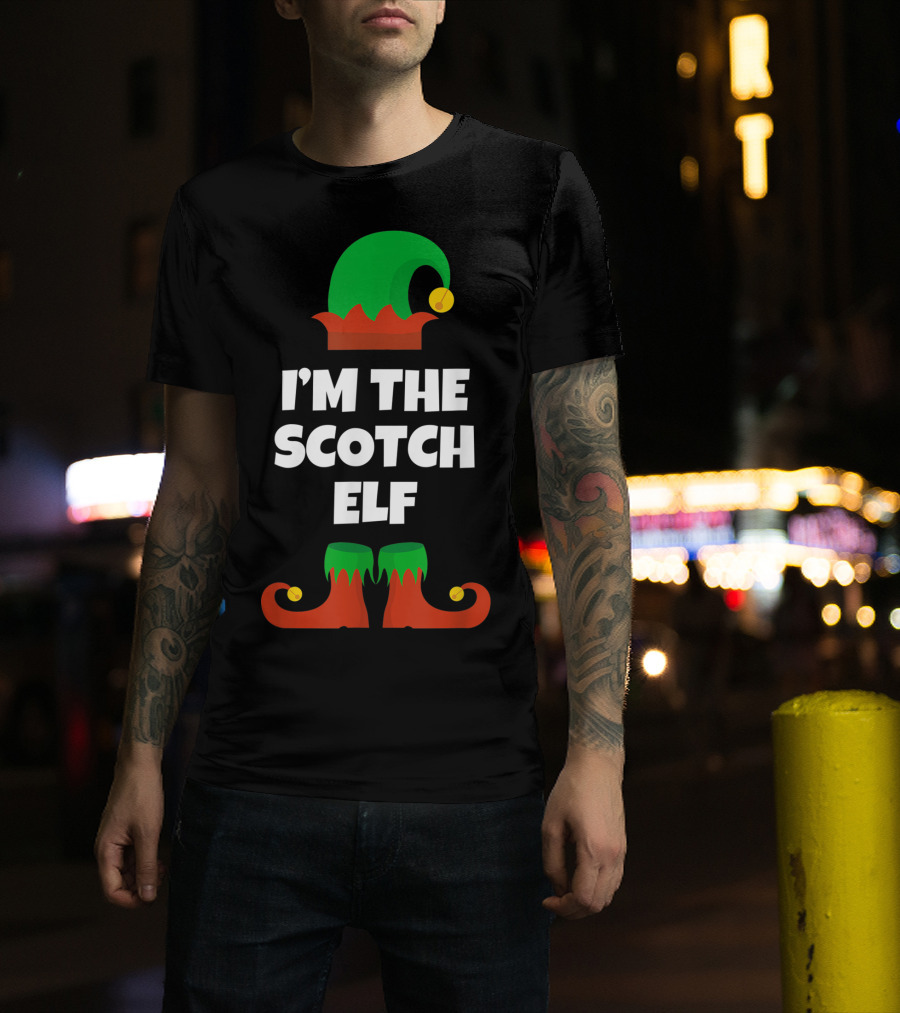 I'm The Scotch Elf Christmas Hat And Shoes T-Shirt