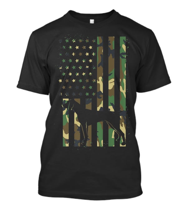 German Shorthair Pointer Mom Dog Camouflage American Flag T-Shirt