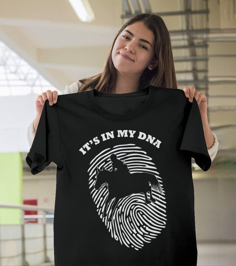 It's In My DNA Equestrian Horse Racer Fingerprint T-Shirt