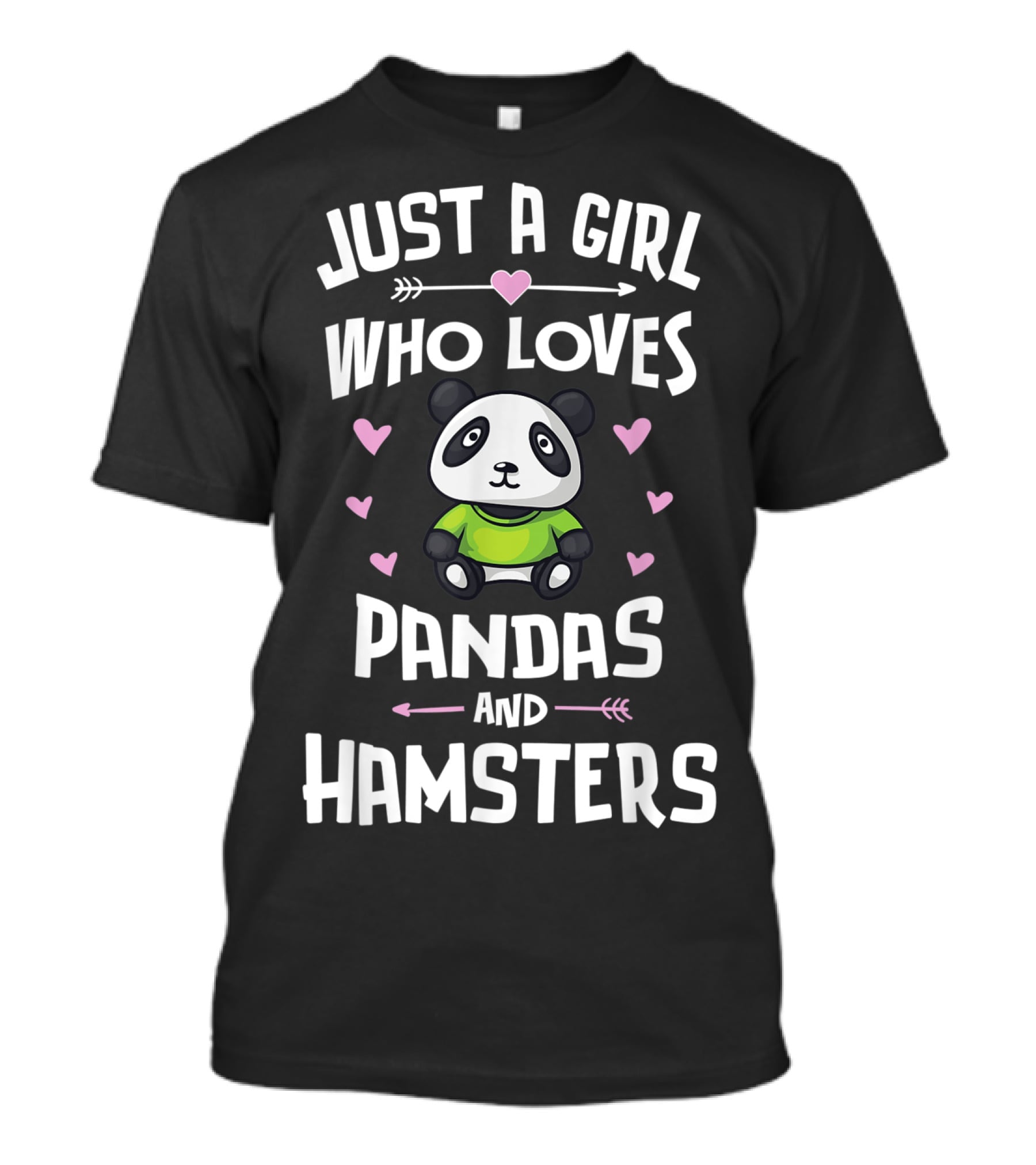 Just A Girl Who Loves Pandas And Hamsters Hearts Arrow T-Shirt