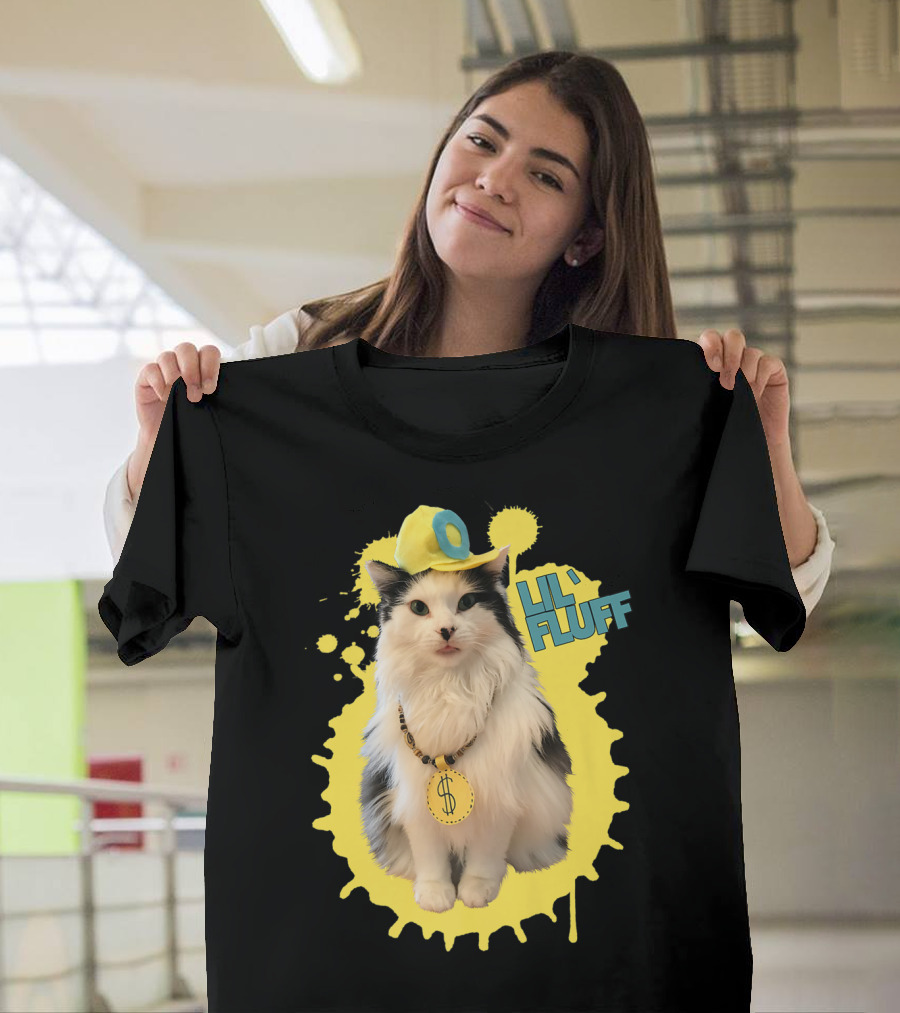 Lil' Fluff Cool Cat with Dollar Sign Necklace and Cap T-Shirt