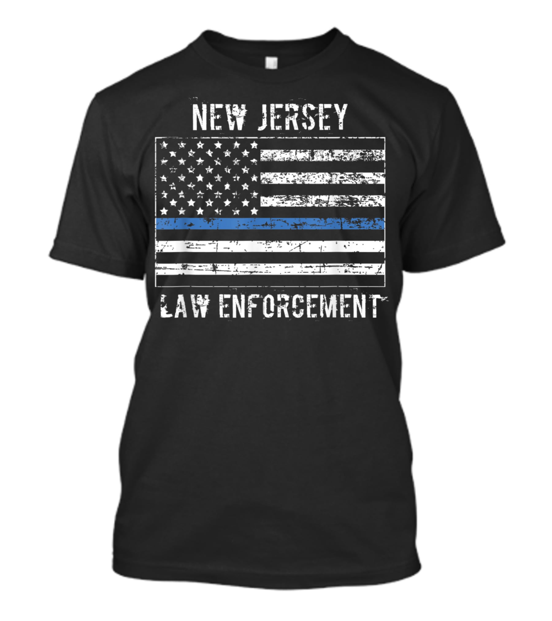 New Jersey Law Enforcement Thin Blue Line American Flag T-Shirt