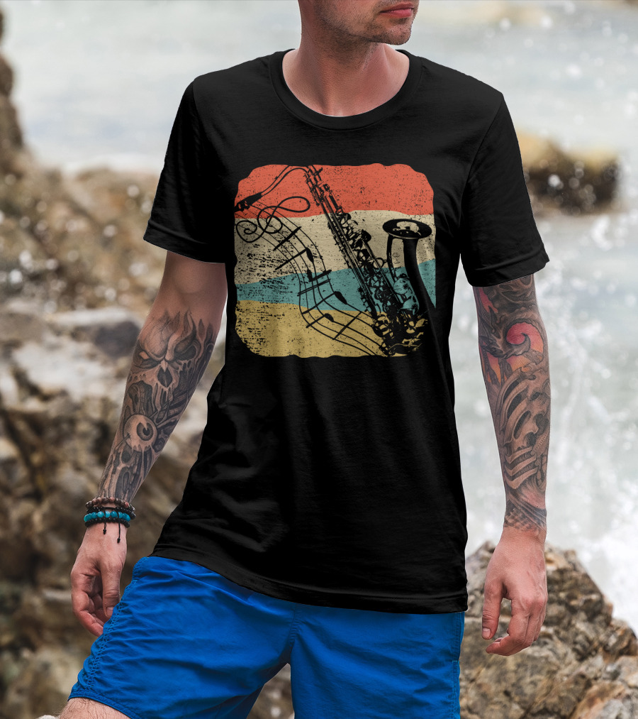 Saxophone Player Jazz Music 70s T-Shirt