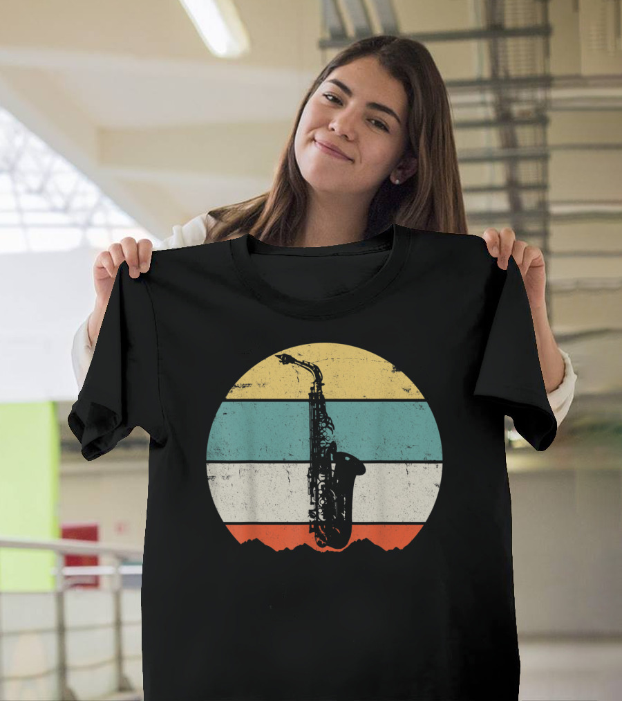 Retro Sunset Saxophone T-Shirt