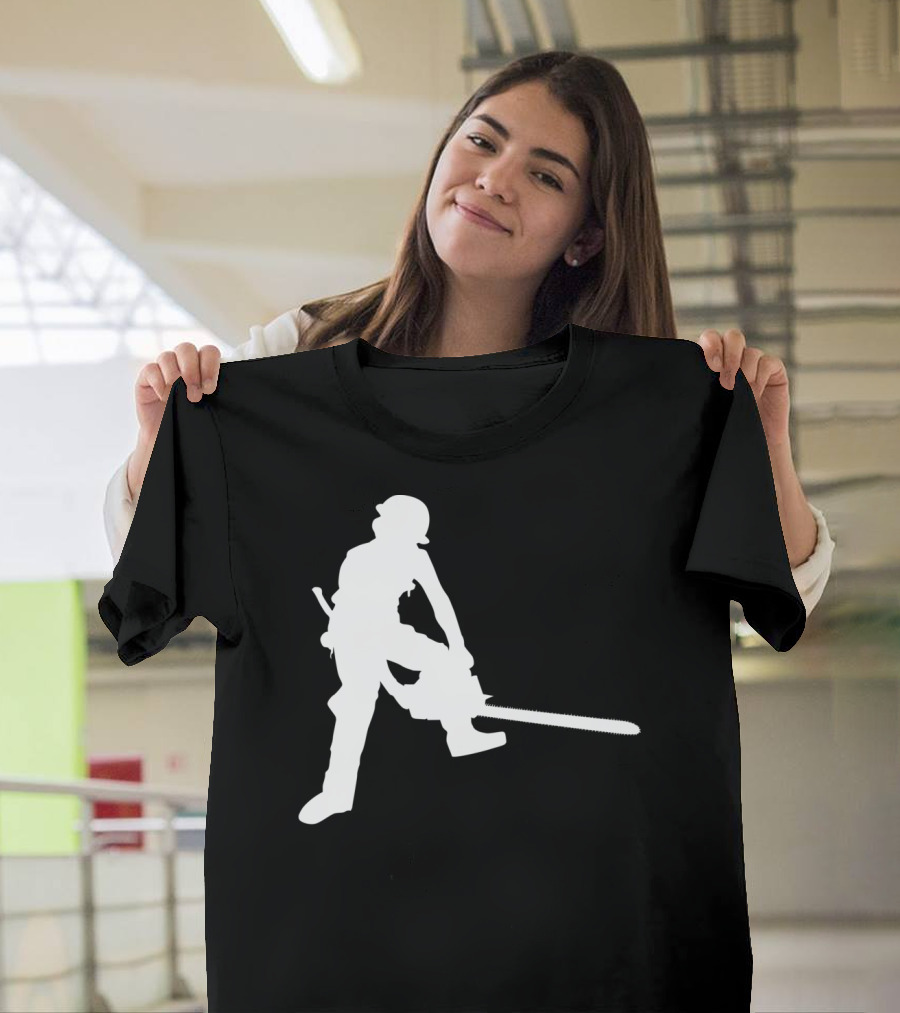 Silhouette Lumberjack Woodworker Logger With Chainsaw T-Shirt