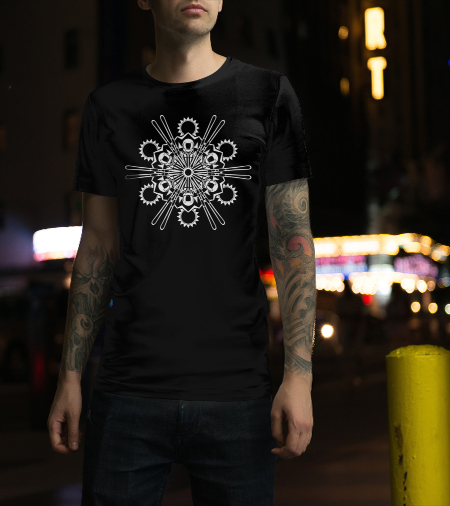 Snowflake Skiing Winter Sports Ice Mountain Mandala T-Shirt
