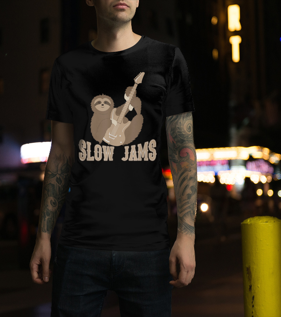 Slow Jams Sloth Fun Bass Guitar Chilled T-Shirt