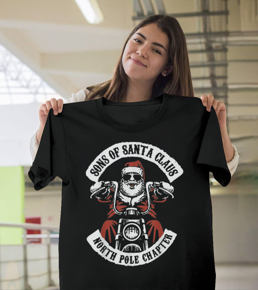 Sons Of Santa Claus North Pole Chapter Motorcycle Club Santa Biker T-Shirt