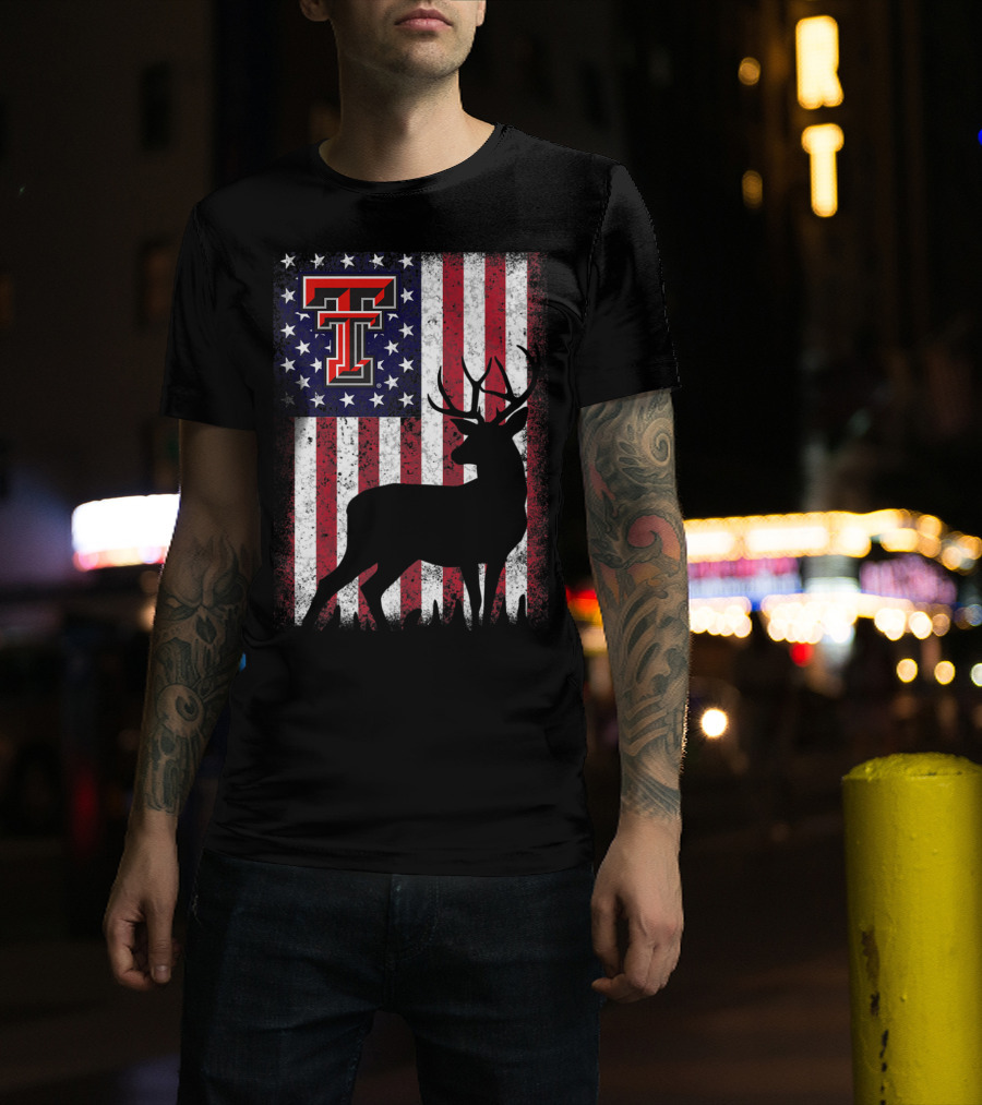 Texas Tech Red Raiders American Flag Deer T-Shirt