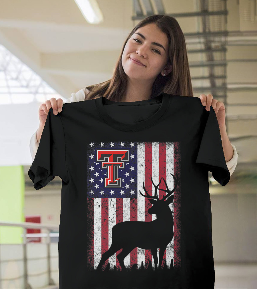 Texas Tech Red Raiders American Flag Deer T-Shirt