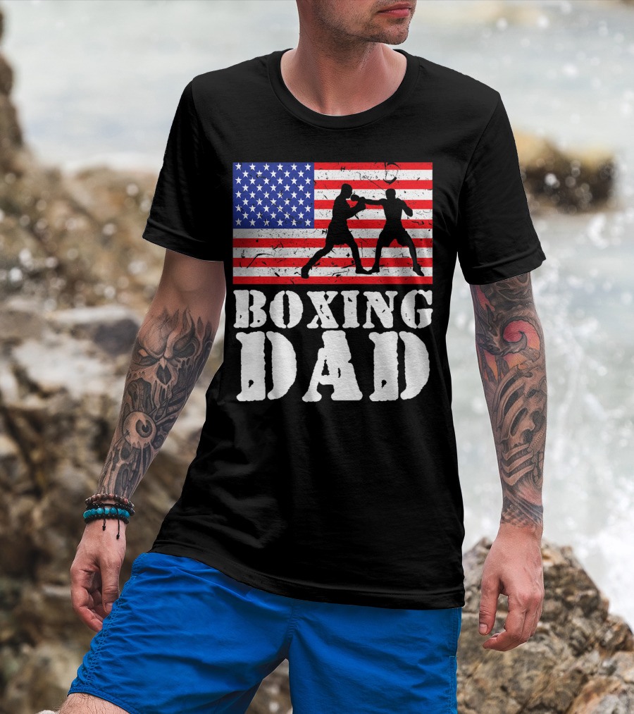 American Flag Boxing Dad T-Shirt