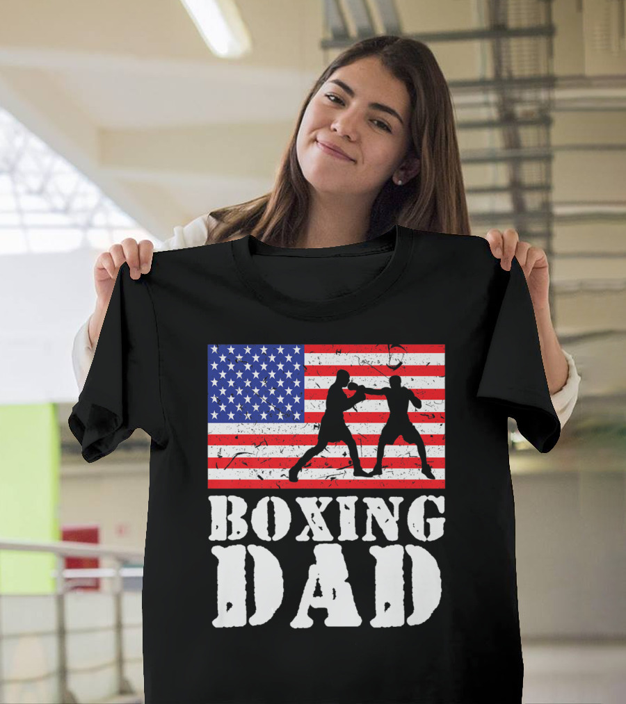 American Flag Boxing Dad T-Shirt