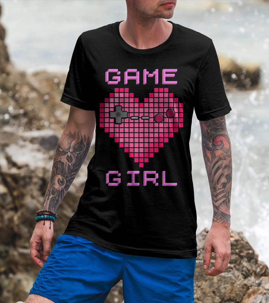 Game Girl Pixel Heart T-Shirt