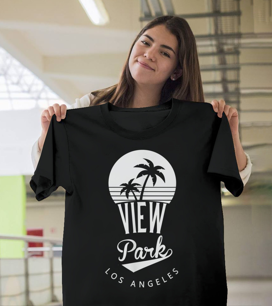 View Park Los Angeles Palm Trees Retro Sunset T-Shirt