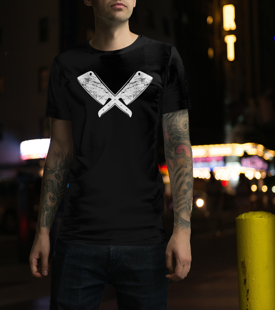 Vintage Butcher Knife Meat Cook Crossed Cleavers T-Shirt