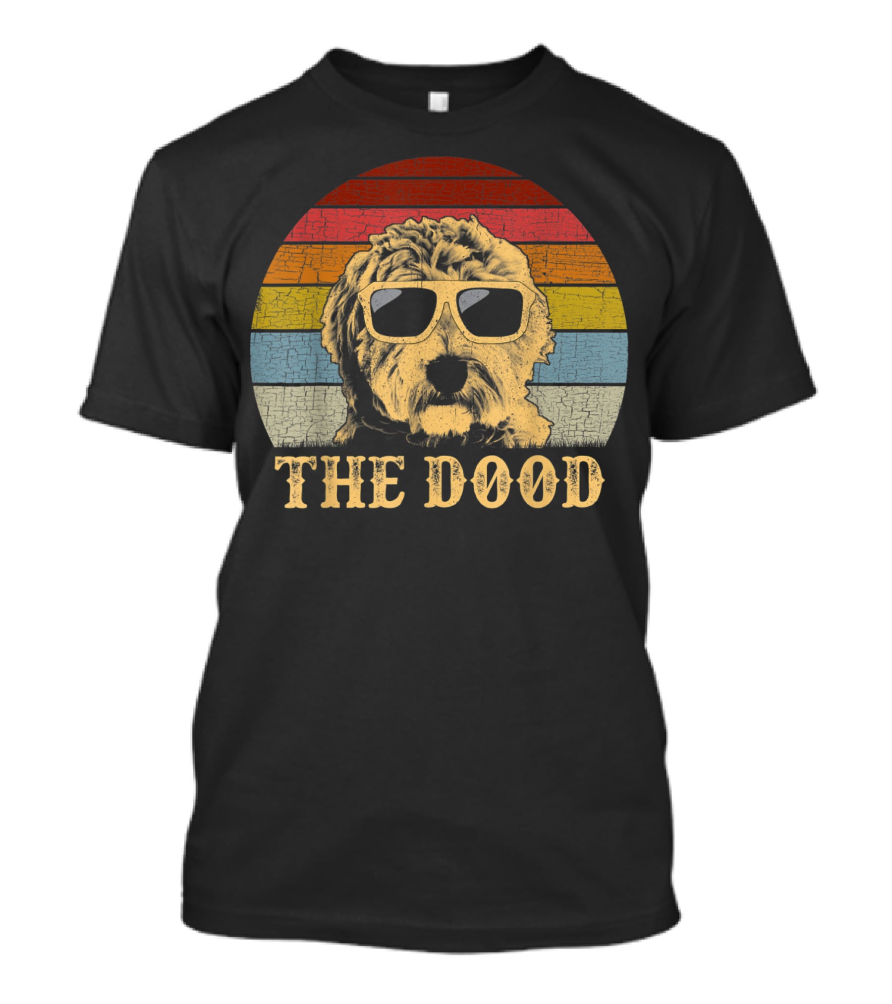 Vintage The Dood Goldendoodle Retro Stripes Sunglasses T-Shirt
