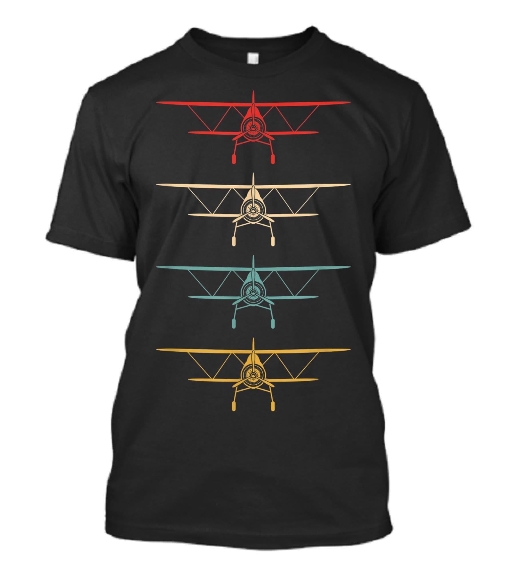 Aviation Airplane Flying Colorful Biplane Airline T-Shirt