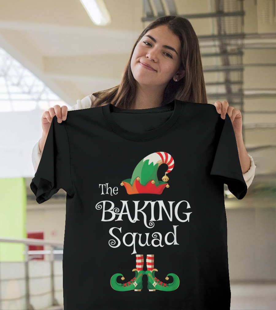 The Baking Squad Funny Elf Hat And Shoes Family Holiday T-Shirt