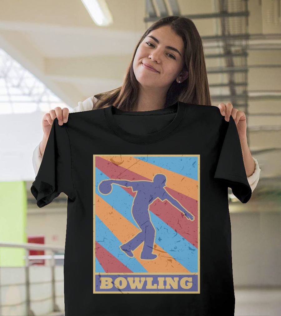Bowling Vintage Colors Pin Ball Bowler Retro T-Shirt