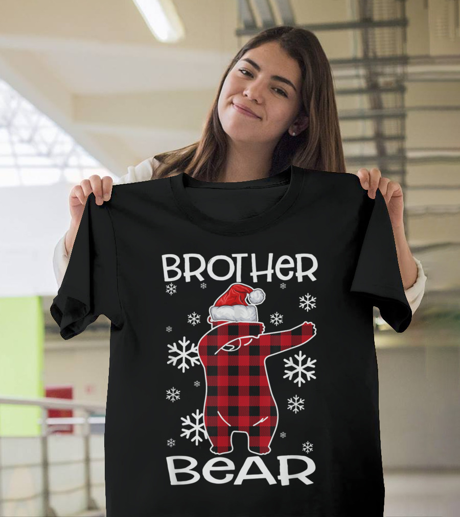 Brother Bear Dabbing In Santa Hat With Snowflakes T-Shirt