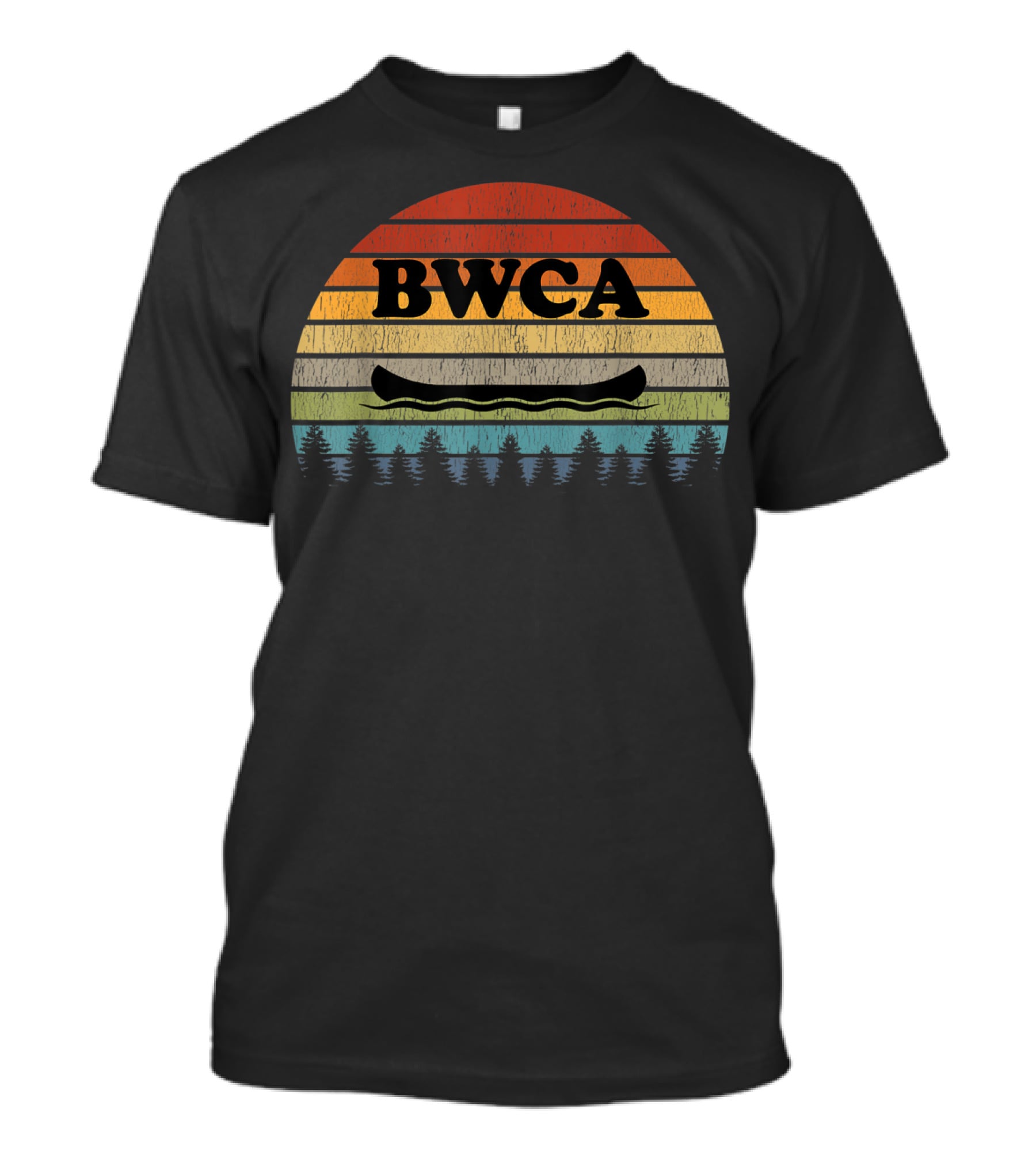 BWCA Minnesota Vintage Canoe Retro Sunset Forest T-Shirt