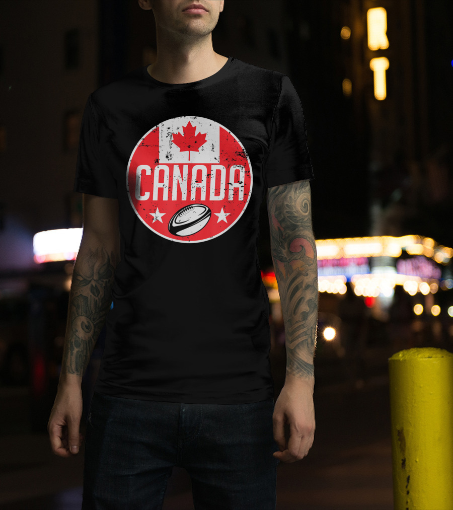 Canada Rugby Flag Supporter Jersey Canadian Maple Leaf Emblem T-Shirt