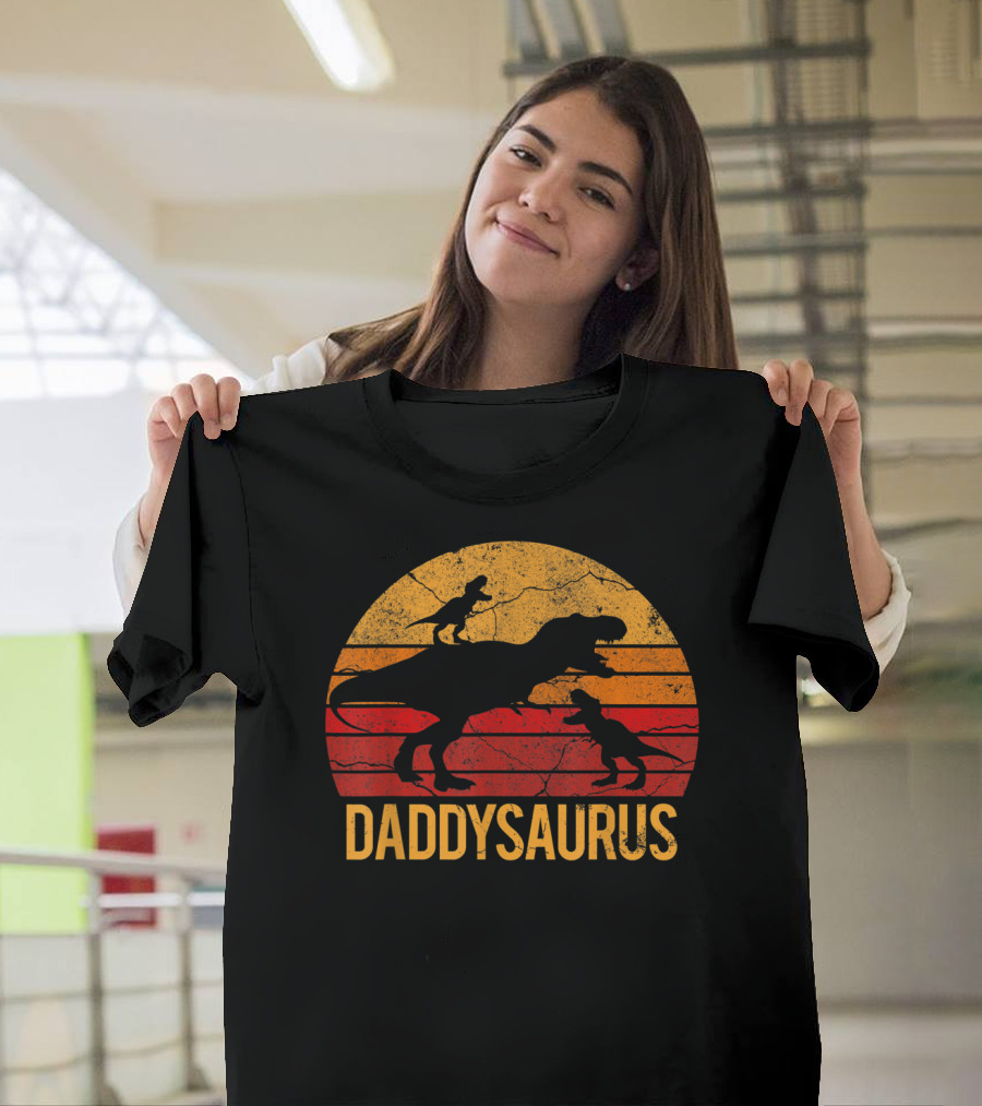 Daddysaurus Dinosaur Daddy Two 2 T-Shirt