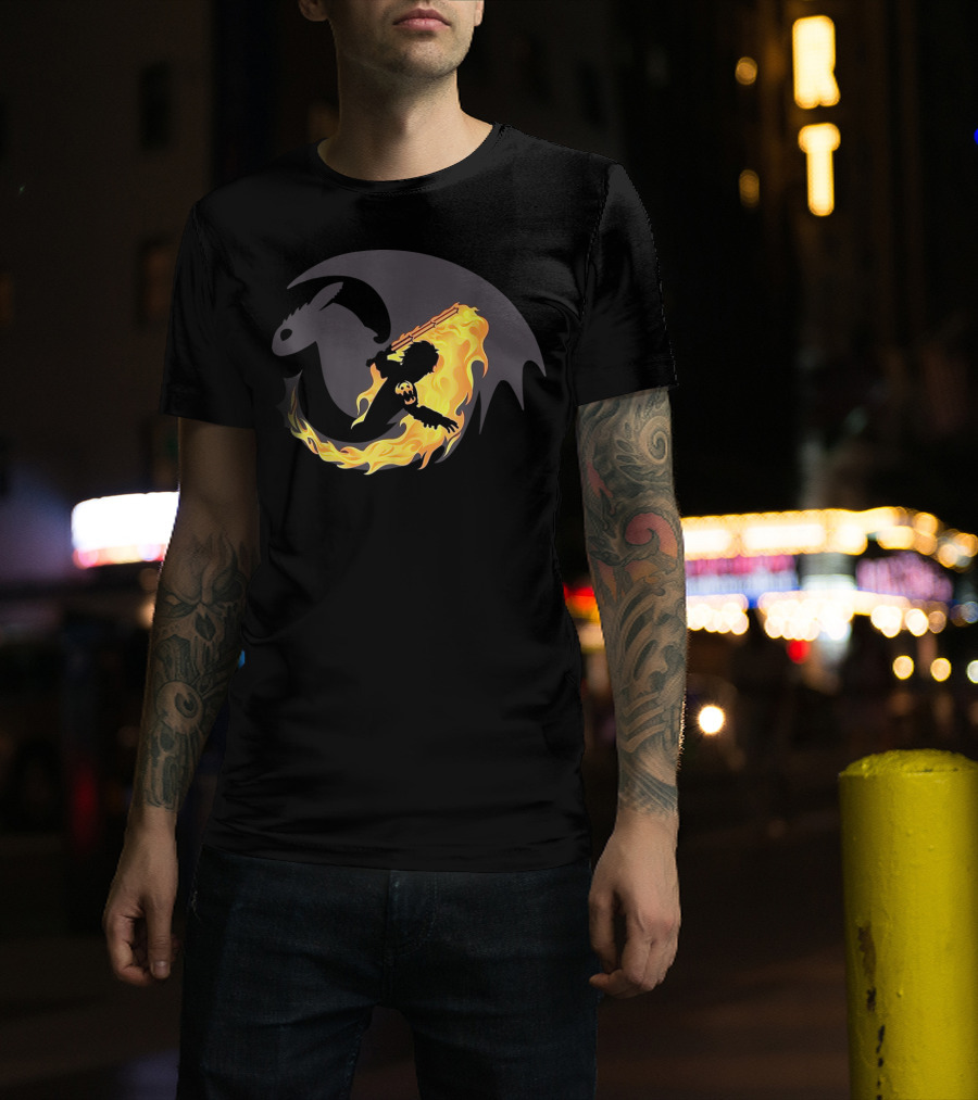 Funny Dragon How To Train Your Dragon With Flaming Rider T-Shirt