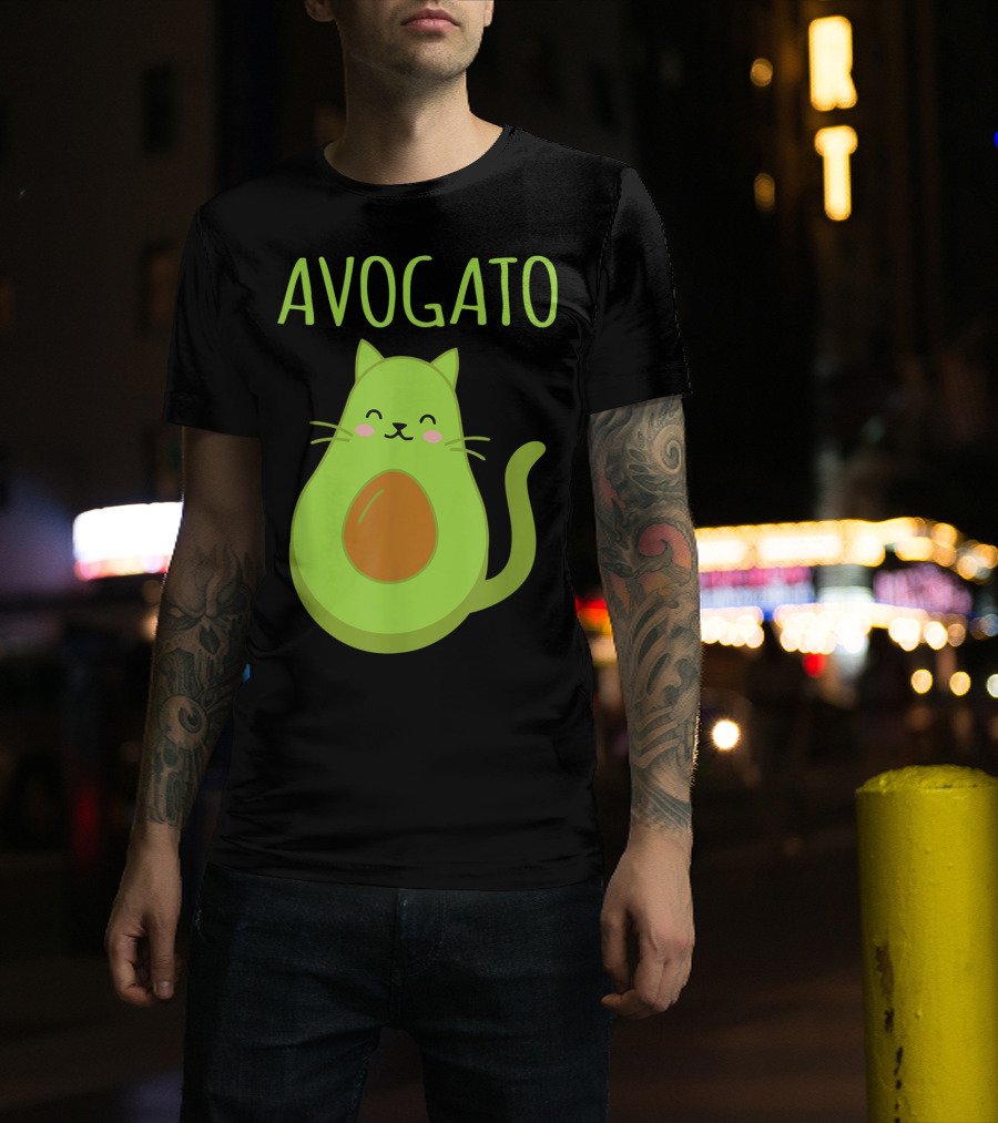 Avogato Funny Cat Avocado Kawaii T-Shirt