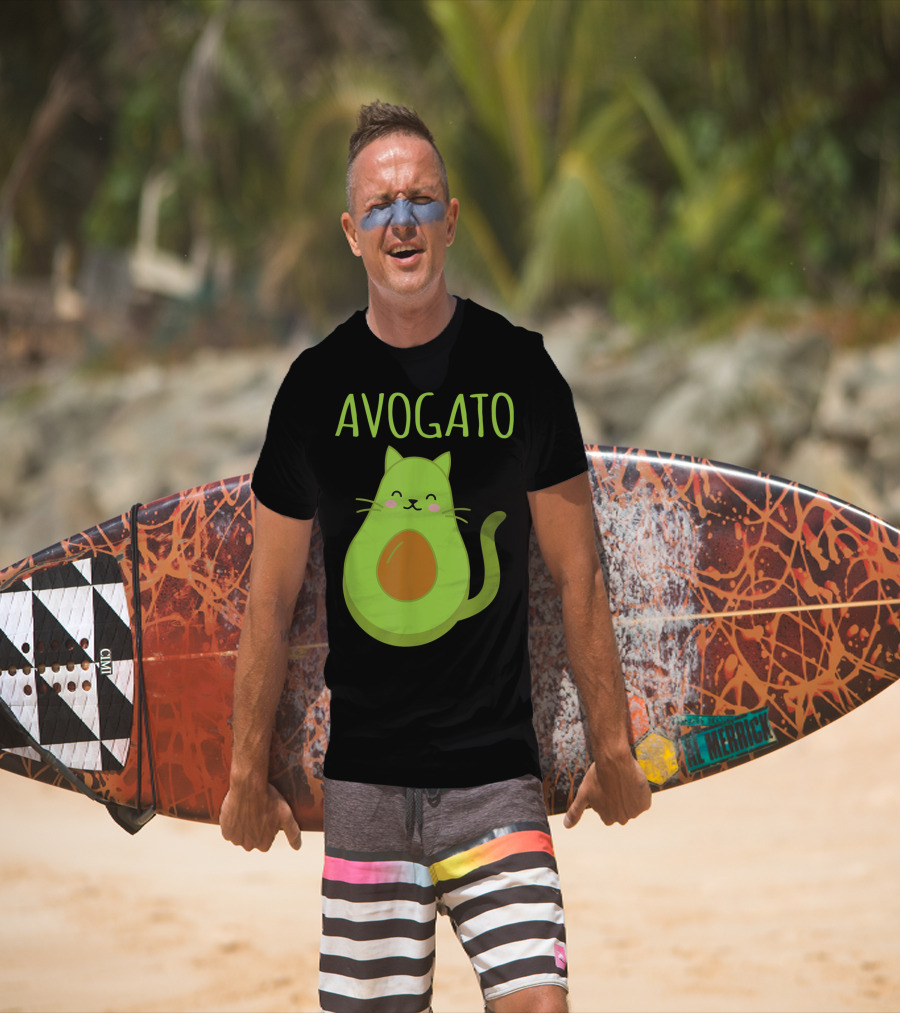 Avogato Funny Cat Avocado Kawaii T-Shirt