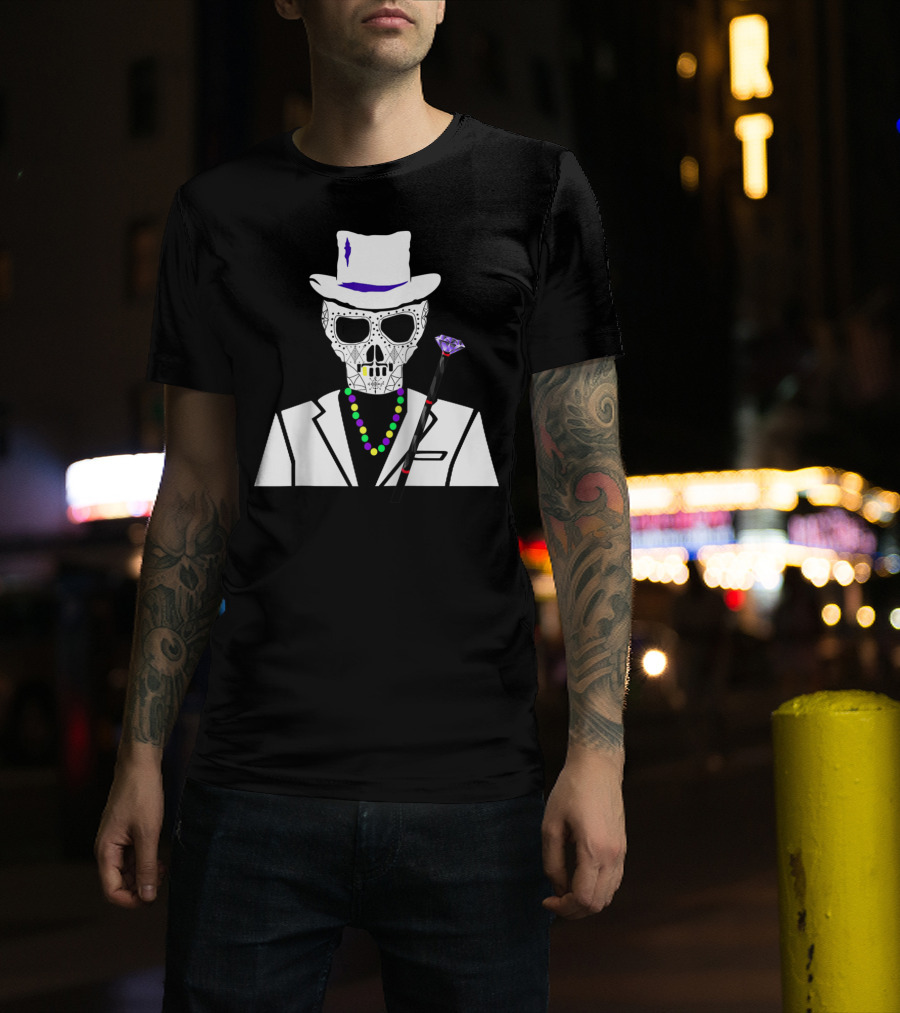 Baron Samedi Voodoo Skeleton With Top Hat And Beads T-Shirt