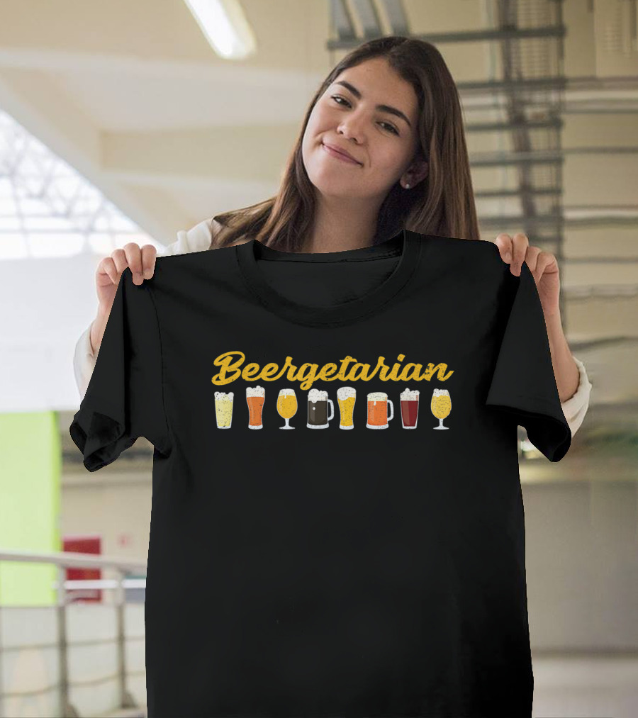 Beergetarian Beer Lover Funny Beer Brewing Beer Glasses T-Shirt