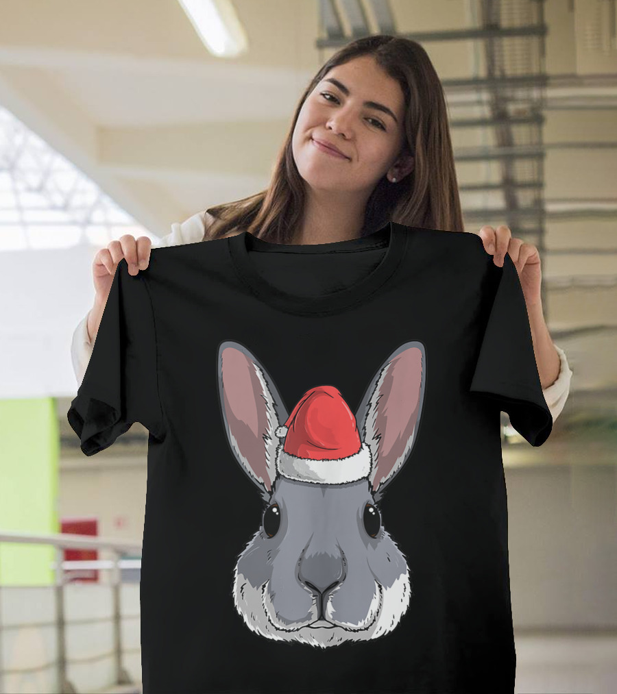 Bunny Rabbit Santa Claus Hat Christmas Xmas Festive Holiday Rabbit T-Shirt