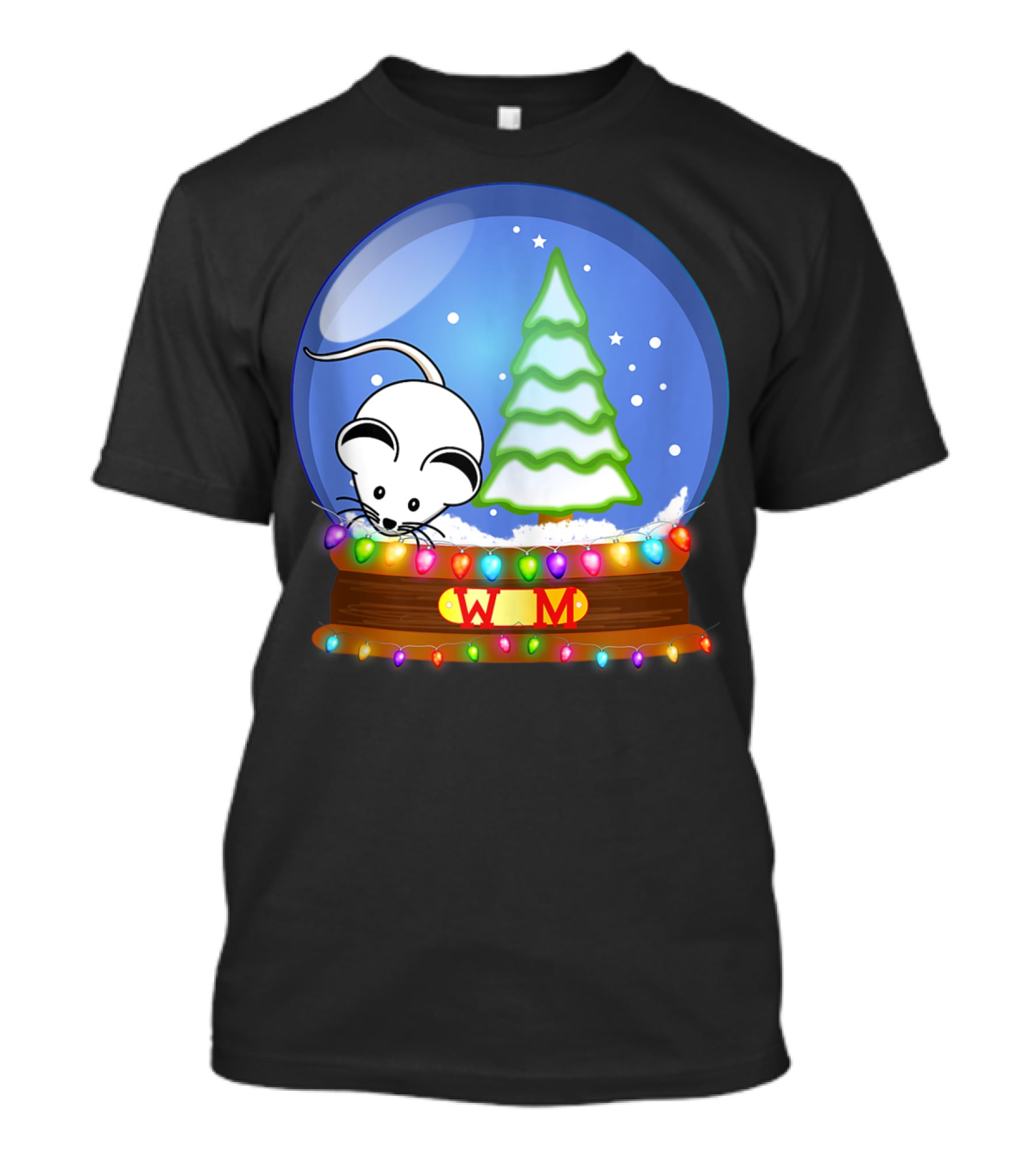 Christmas Snow Globe Santa White Mouse WM Tree T-Shirt
