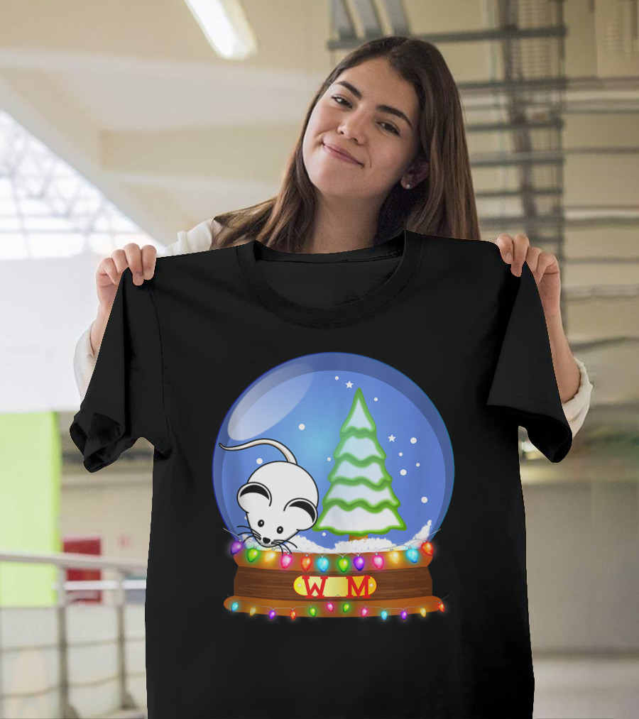 Christmas Snow Globe Santa White Mouse WM Tree T-Shirt