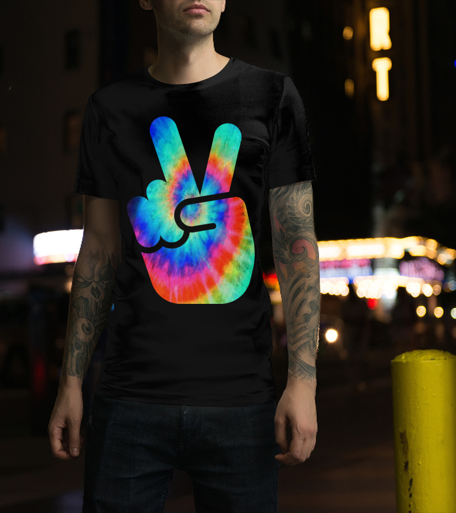Cool Tie Dye Peace Hand T-Shirt