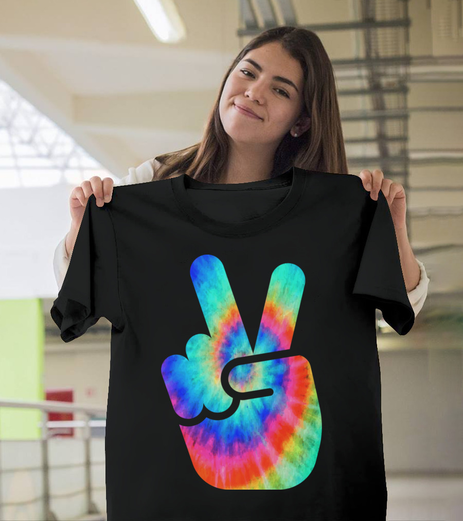 Cool Tie Dye Peace Hand T-Shirt