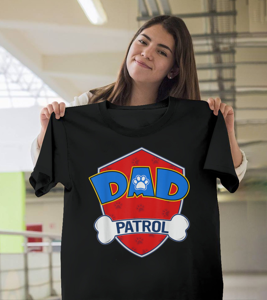 Dad Patrol Paw Print Shield T-Shirt