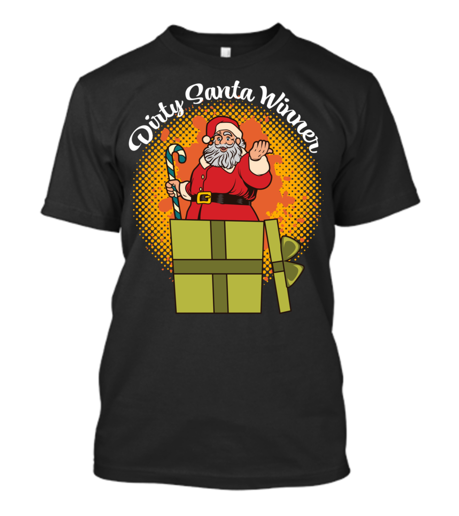 Dirty Santa Winner With Candy Cane And Christmas Gift Box T-Shirt