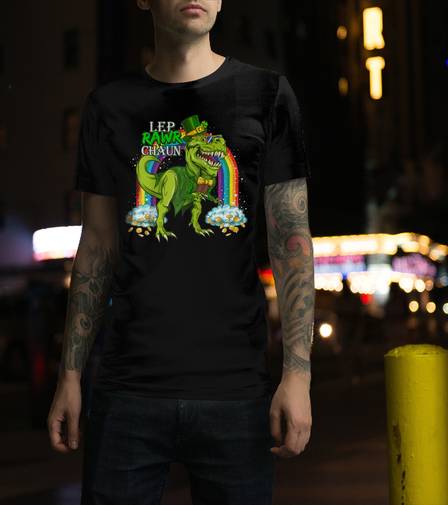 LEP RAWR CHAUN T-Rex Rainbow Coins T-Shirt