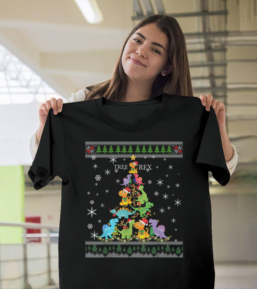 Funny T-Rex Tree Rex Dinosaur Ugly Christmas T-Shirt