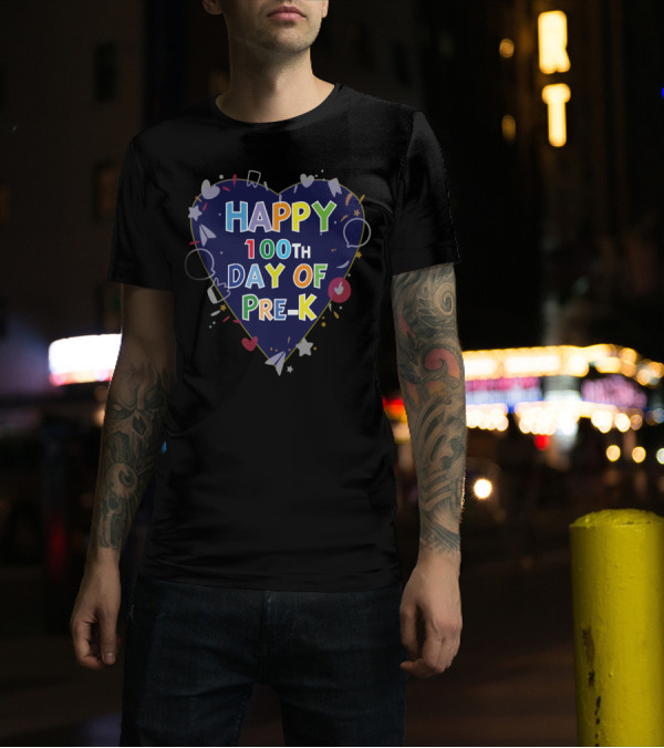 HAPPY 100TH DAY OF PRE-K 100 DAY OF SCHOOL HEART T-Shirt