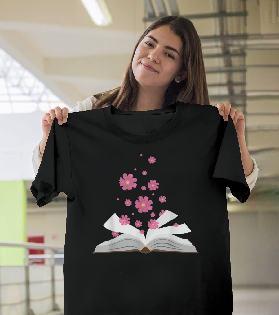 I Love The Aroma Of The Paper Reading With Blossoming Open Book And Floating Flowers T-Shirt