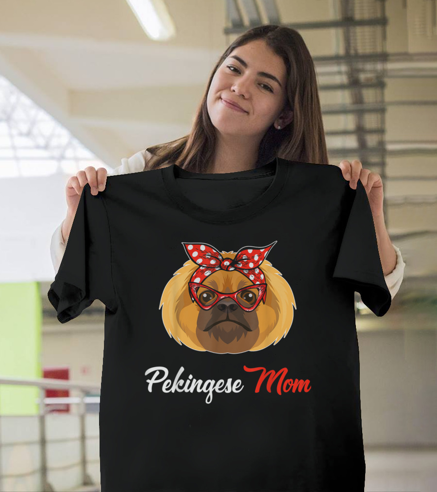 Pekingese Mom with Bandana and Glasses T-Shirt