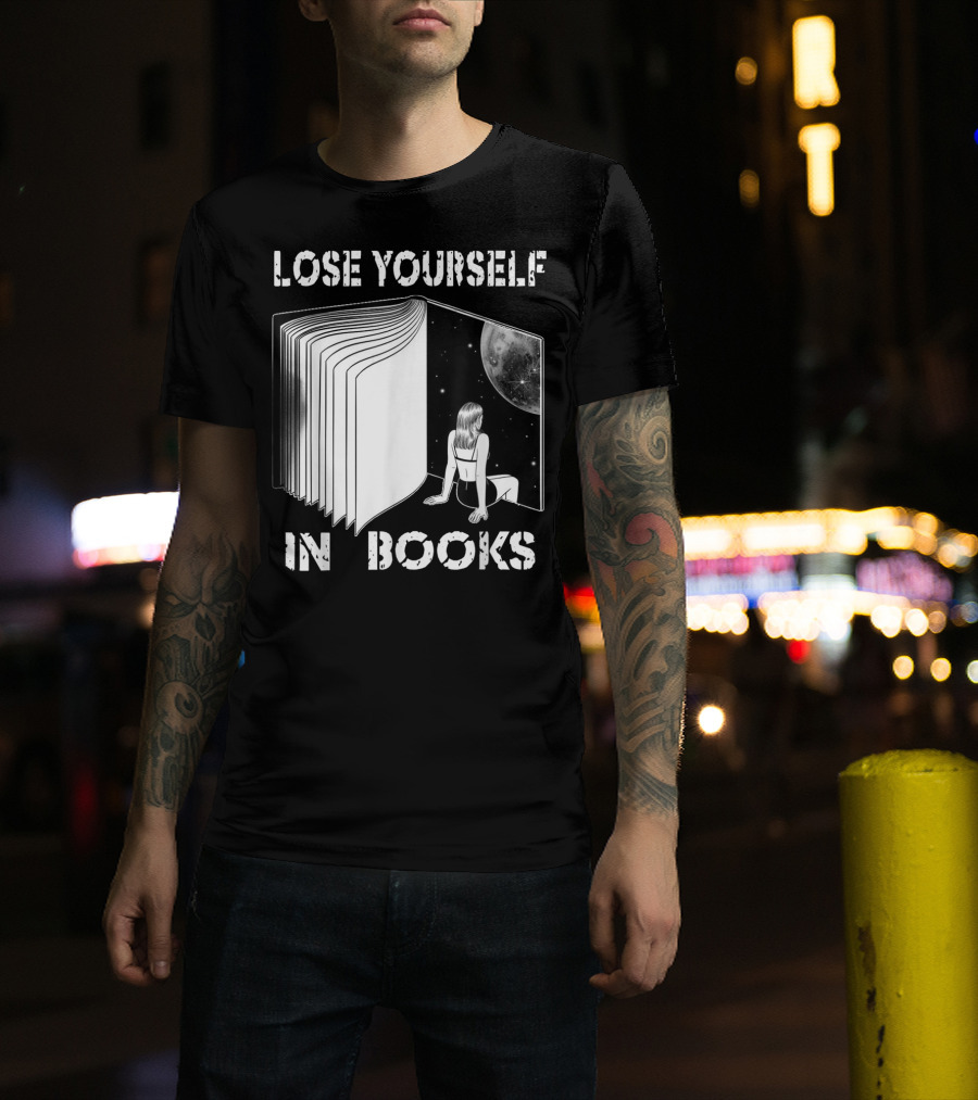 Lose Yourself In Books Reading Galaxy Escape Moon T-Shirt