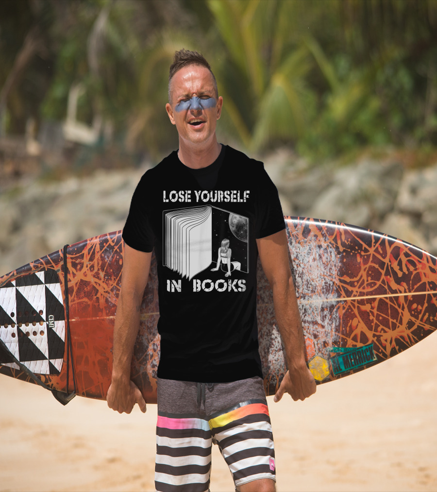 Lose Yourself In Books Reading Galaxy Escape Moon T-Shirt