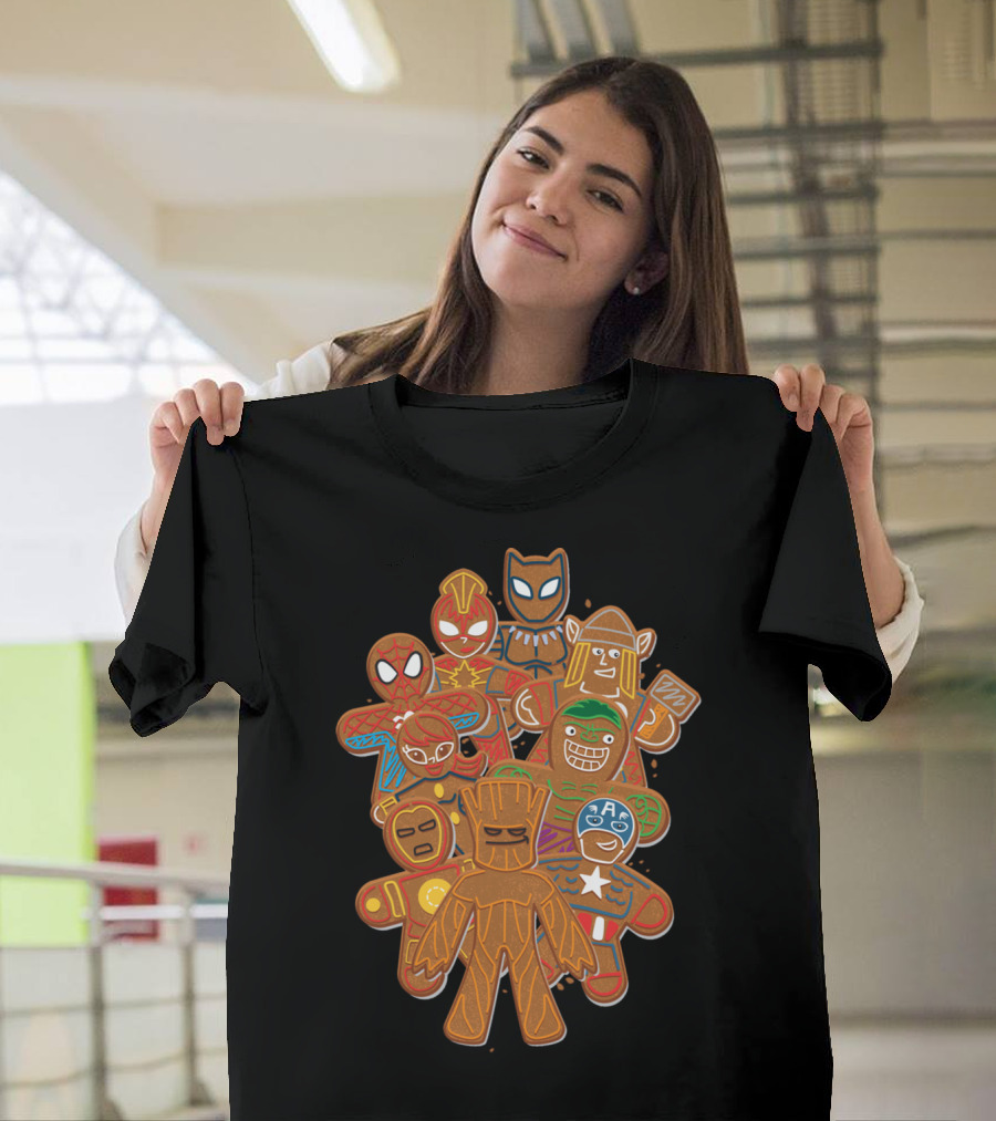 Marvel Avengers Superhero Gingerbread Cookie Cluster T-Shirt