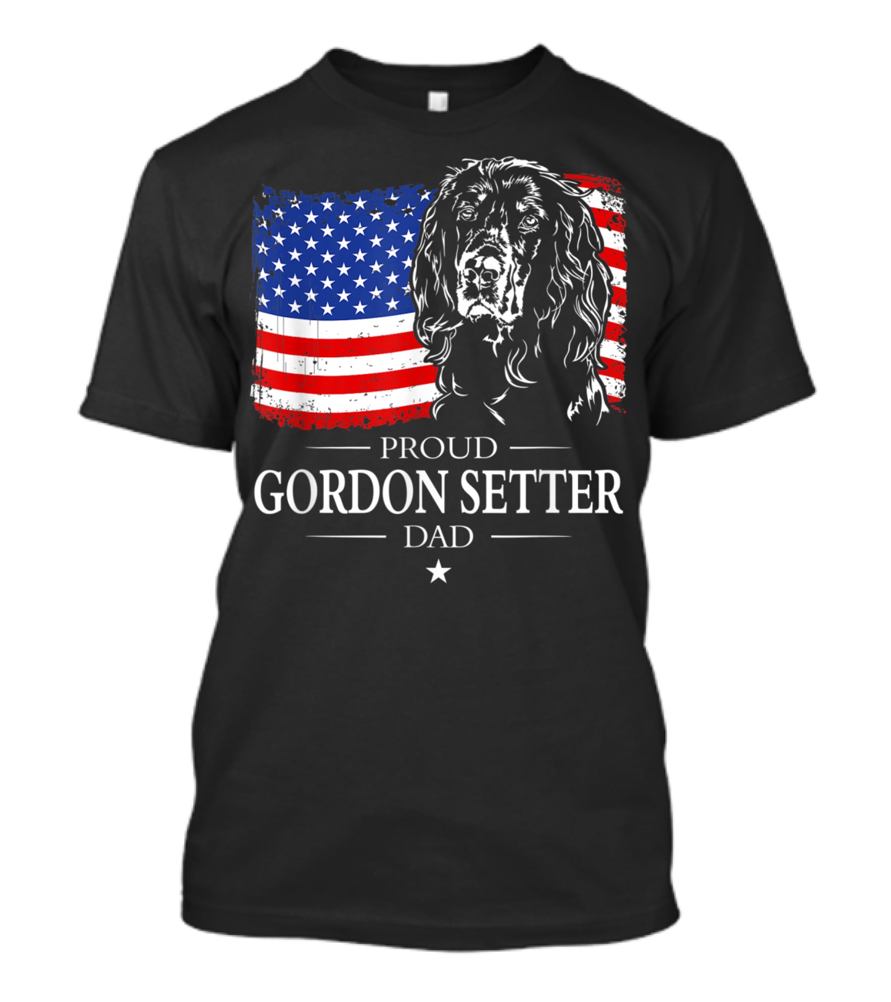 Proud Gordon Setter Dad With American Flag T-Shirt