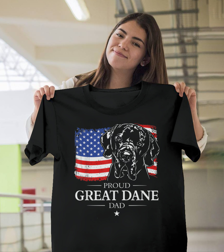 Proud Great Dane Dad with American Flag T-Shirt