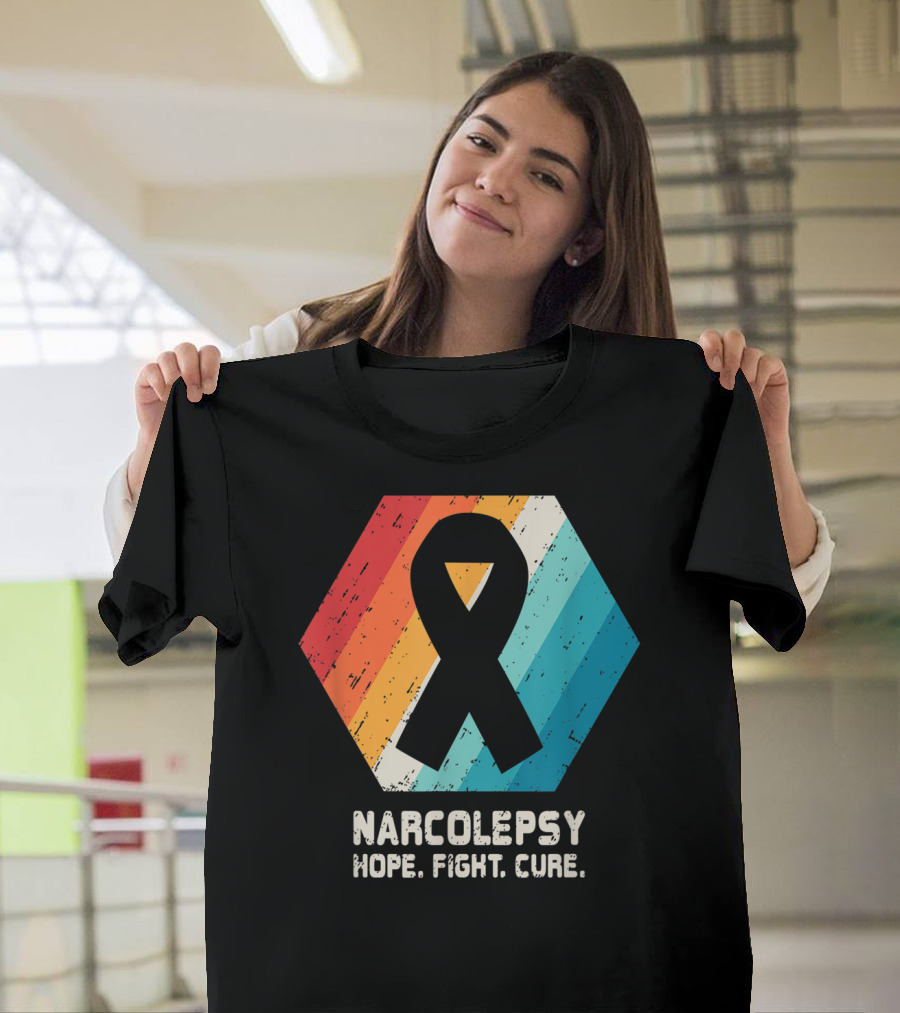 Narcolepsy Hope Fight Cure Ribbon Retro Awareness T-Shirt